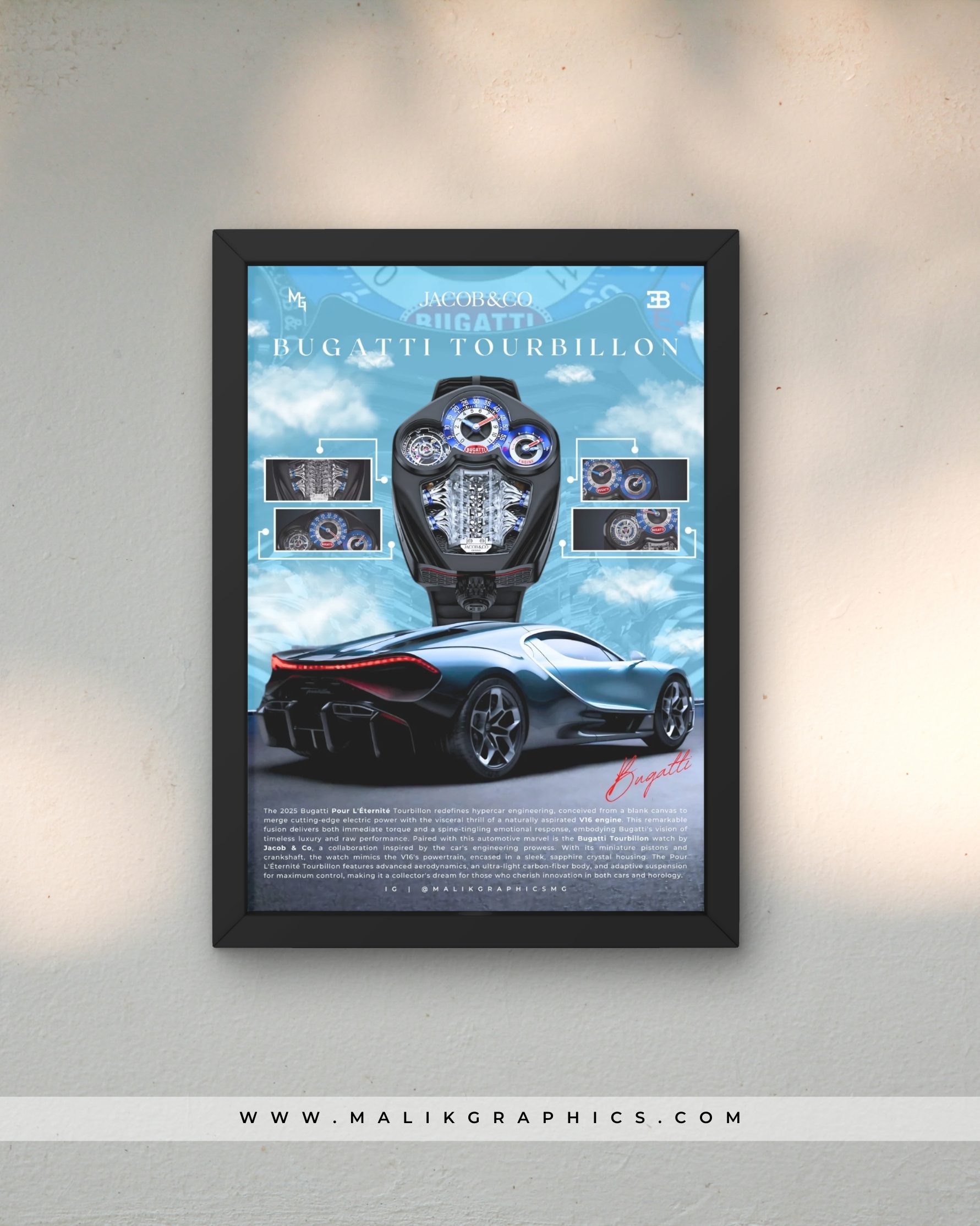 Bugatti tourbillon black wallart