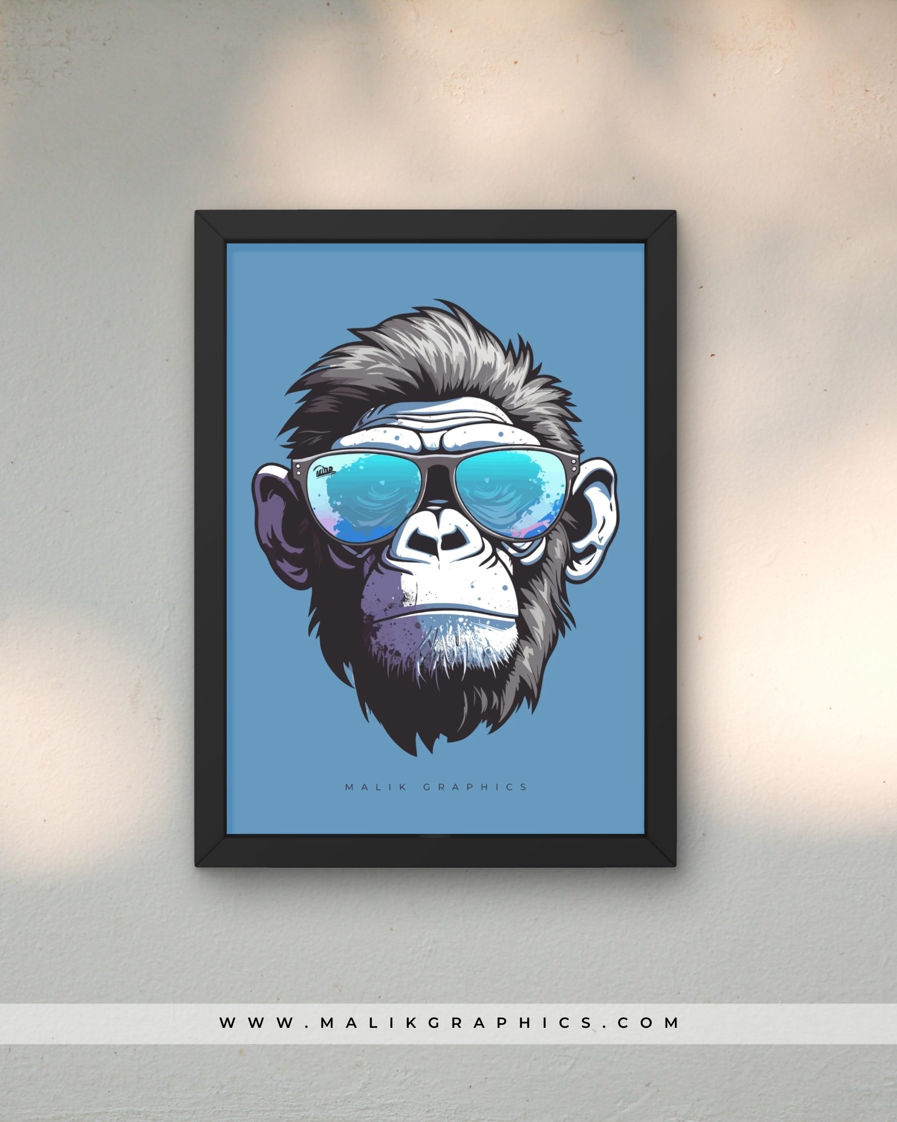 monkey black wall art