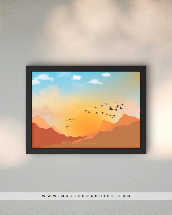nature illustration black wall art