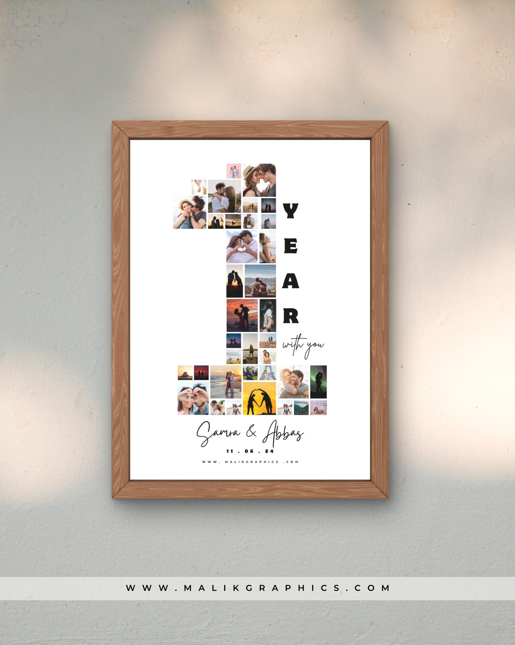 "1 Year of Love" โ Custom Anniversary Collage Frame ๐ผ๏ธโค๏ธ - Image 2