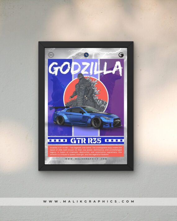 Godzilla x GTR R35 Wall Art