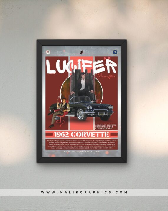 Lucifer Morningstar x 1962 Corvette C1 Tuxedo Black Wall Art