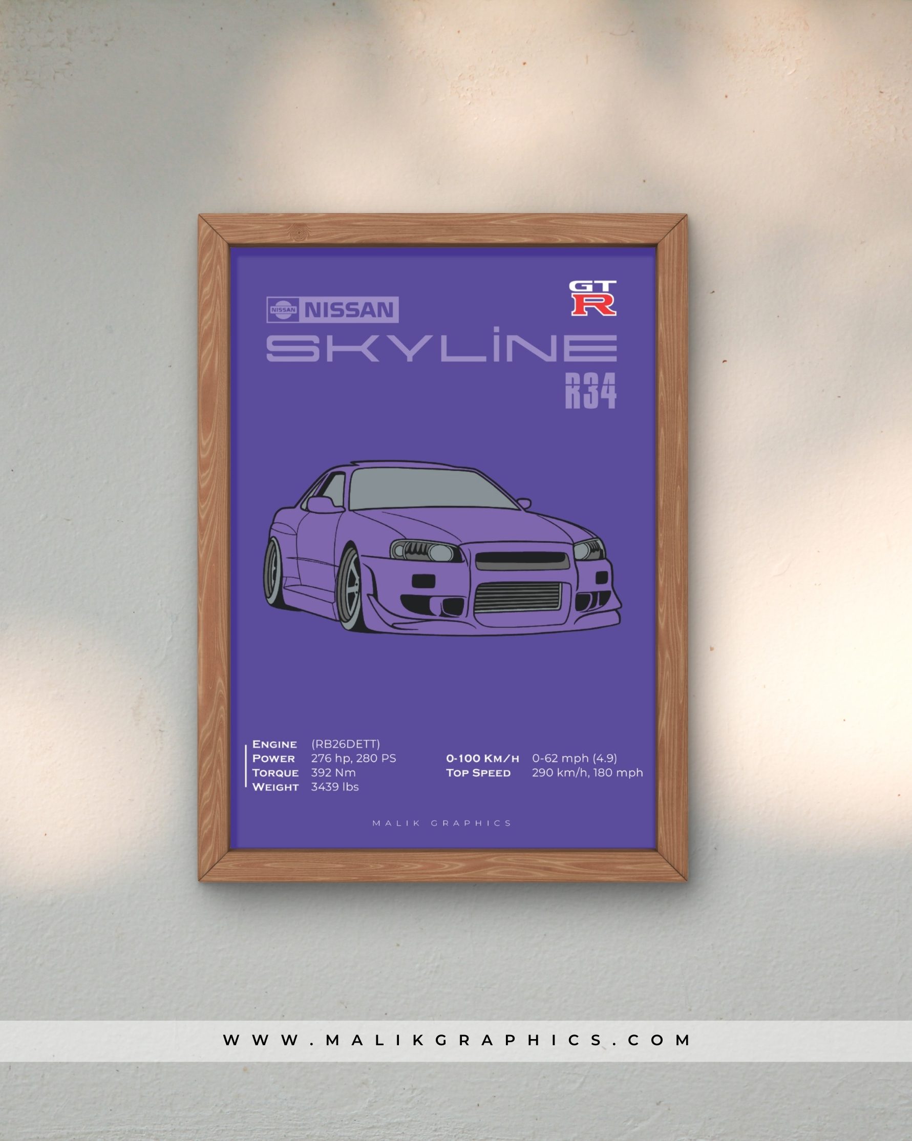 Skyline GTR R34 β Godzilla Legacy Wall Art - Image 2