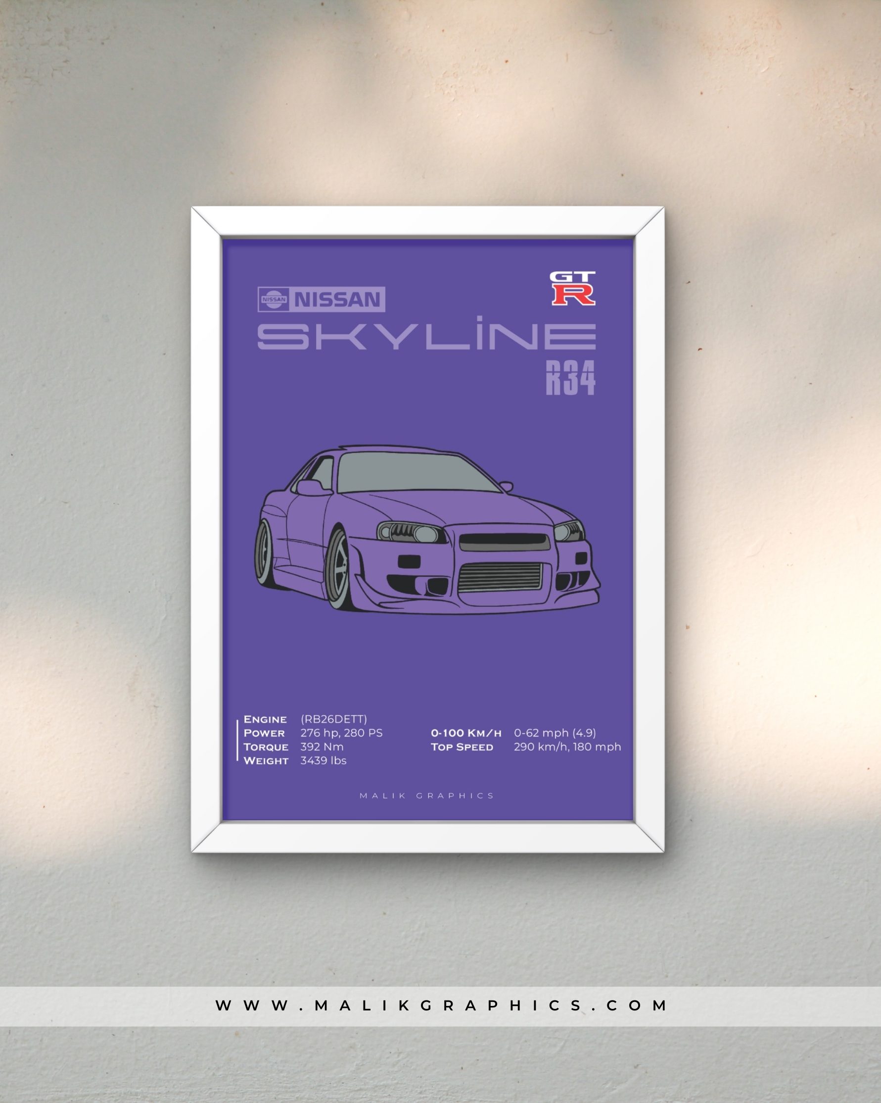 Skyline GTR R34 β Godzilla Legacy Wall Art - Image 3