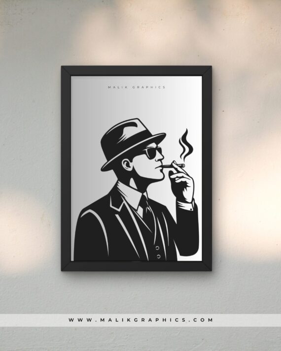 smoking man silhouette white illustration